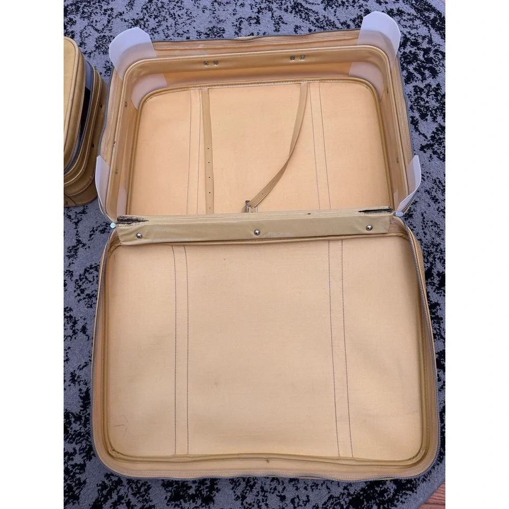 Vintage American Tourister ESCORT Suitcase Set 2pc Mustard Yellow Retro 70s MCM